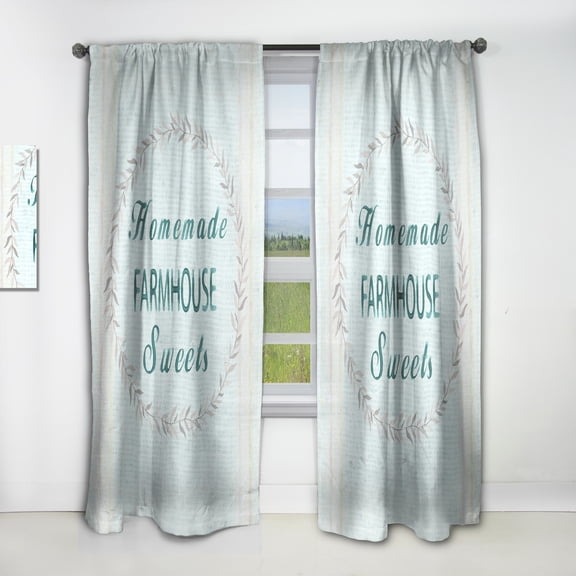 Designart 'Farmhouse Quote On Florals X' Farmhouse Curtain Panel