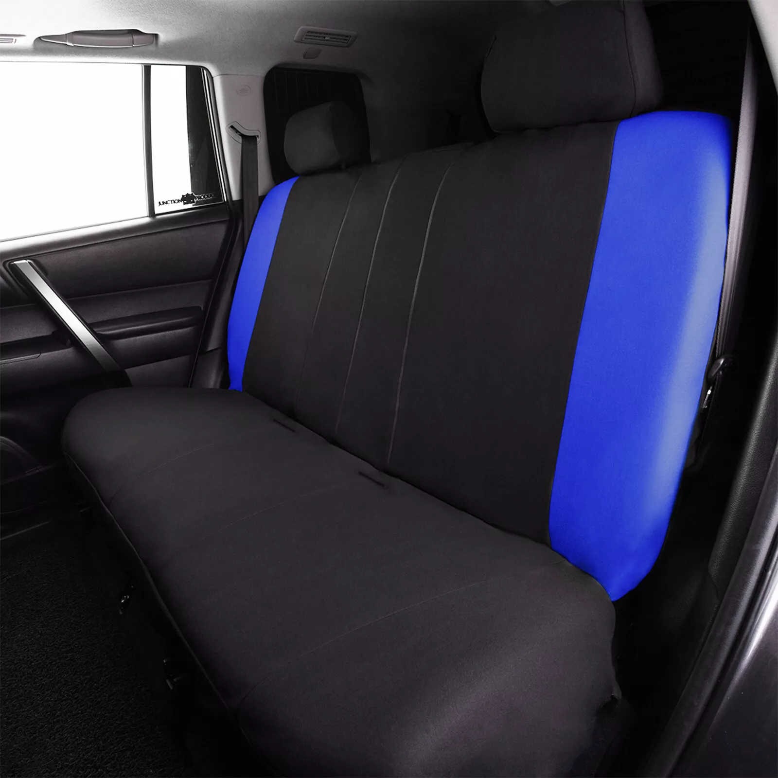Flying Banner Car Seat Covers Front Rear Full Set Protectors Auto Interior Car Accessories Rear Bench Split 40/60 50/50 60/40 Piping Sporty Blue Black