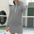 thumbnail image 4 of SMihono Women's 2 Piece Skirt Sets Athletic Tennis Tracksuit Half Zip Long Sleeve Sweatshirt Drawstring Skort Casual Outfit Gray XL, 4 of 4