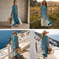 thumbnail image 3 of FOR U DESIGNS Blue Plum Blossom Print Matchable Couples' Outfit Button-up Shirt Or Flowy Dress Linen-Like Womens Sleeveless Sundress Mens Casual Shirt, 3 of 7