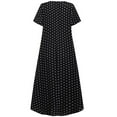 thumbnail image 5 of Ersazi Spring Outfits for Women Women Plus Size Loose Short Sleeve Holiday Pockets Polka Print Maxi Dresses Black Xxl, 5 of 6