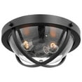thumbnail image 3 of Lincoln 60w 2-Light Large Flush Mount Clear Seeded Glass E26 Base Black Finish, 3 of 6