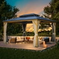 thumbnail image 2 of Richryce 12'x16' Hardtop Gazebo, Wood Gazebo with Black Double Polycarbonate Hardtop Roof, 2 of 10