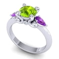 thumbnail image 2 of Diamond-Capitals 2.50 Carat Round Shape Peridot & Amethyst Gemstone Lovely Three Stone Anniversary Ring for Ladies Solid 18K White Gold Size 9.5, 2 of 8