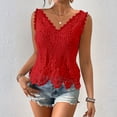 thumbnail image 2 of Womens Lace Tops Sleeveless V Neck Tank Tops 2026 Floral Print Beach Blouses Scalloped Hem Lightweight Crochet Loose Fit Casual Top, 2 of 8