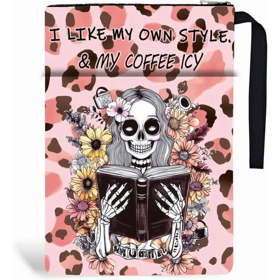 1pc Book Sleeve with Zipper 13.4x9.45 inches(34x24cm) Book Protectors I Like My Books Spicy and My Coffee ICY Washable Book Covers