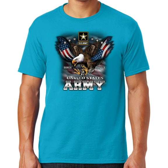 Mens US Army Patriotic Eagle T-shirt, 5XL Cali Blue