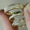 thumbnail image 2 of 1.80CT Diamond Trio His And Her LabCreated Bridal Wedding Ring Set 14K Yellow Gold Over, 2 of 3