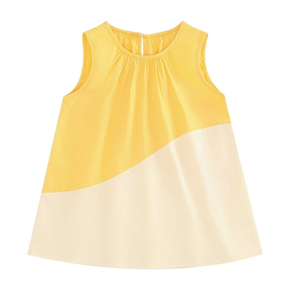 KAOOCXU Girl New Dress Patchwork Sleeveless O-Neck Simple Stylish Dresses Summer Cotton Sundress Kids Durable Playsuit Sunsuit Clothes
