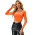 thumbnail image 1 of Disfraz de navidad Top corto de terciopelo con hombros descubiertos y manga larga para mujer Naranja XS, 1 of 6