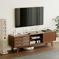 thumbnail image 2 of Urban Deco Classic Media Console Wood TV Stand,Entertainment center for tvs,TV CONSOLE, TV Cabinet with 2-Tier Storage Shelves for Living Room, Bedroom,Natural, 2 of 8