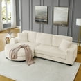 thumbnail image 2 of , L-Shaped Modular Convertible Sofa ,The arc-shaped footstool can be placed freely on the left and right-Beige, 2 of 9