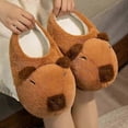 thumbnail image 2 of Capybara Plush Slippers Cartoon Cute Lovely Soft Cozy Capibara Clap Ring Winter Indoor Warm Slipper, 2 of 5