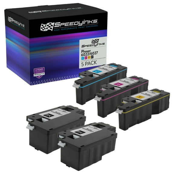 Speedy Inks Compatible Toner Cartridge Replacement for Xerox Phaser 6022 & WorkCentre 6027 (2 Black, 1 Cyan, 1 Magenta, 1 Yellow, 5-Pack)
