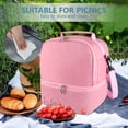 thumbnail image 7 of Insulated Lunch Bags for Women Men with Adjustable Shoulder Strap,AILKIN Large Lunch Box Tote Leakproof Cooler Reusable Double Deck Thermal Lunch Bags for Women,Adults,Work,Picnic,Pink, 7 of 7