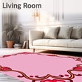 thumbnail image 2 of ODIKA 8'x10' Machine Washable Non-Slip Area Rug, Machine Anti Slip Floor with Decorative Curved Borders High Traffic Rug with Pad, Pink, 462000, 2 of 8