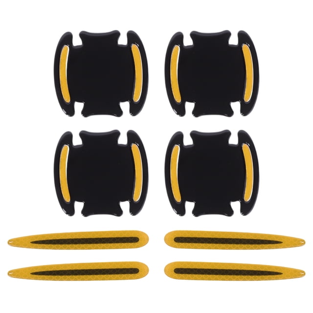 Protector de copa de manija de puerta de coche Unique Bargains Anti-Rayas, películas protectoras de rayones de manija de puerta, Negro, Amarillo, 1 juego 8.5x8cm de resina