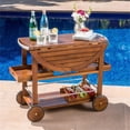 thumbnail image 2 of Noble House Tillary Outdoor Acacia Wood Bar Cart with Aluminum Accents in Oak, 2 of 27