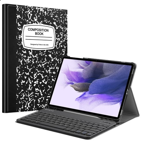 Fintie Keyboard Case for Samsung Galaxy Tab S8+/S8 Plus 2022/S7 FE 2021/S7 Plus 2020 12.4 inch Tablet, Slim Stand Cover with S Pen Holder Detachable Wireless Bluetooth Keyboard, Composition Book