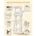 thumbnail image 5 of Hzuaneri Cat Tree, 66.9‑inch Tall Multi‑Level Indoor Cat Tower with Large Platforms, Cozy Condos, Big Hammock & Toy Balls, White, 5 of 8