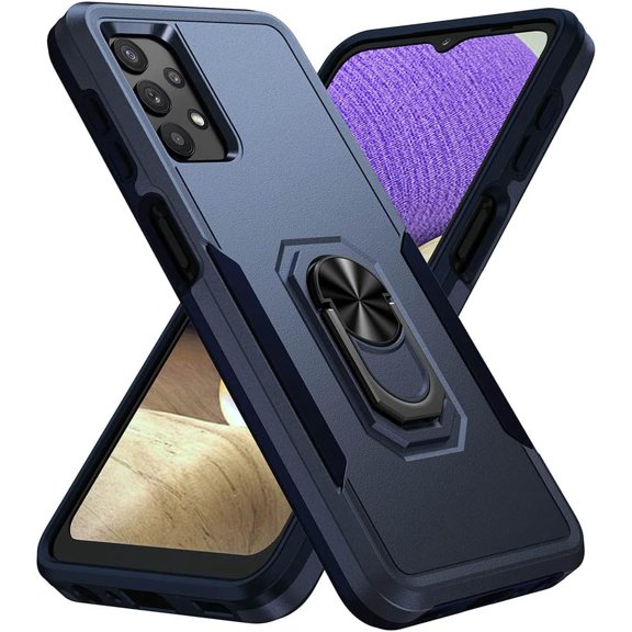 Samsung Galaxy A32 5G Case(Not for A32 4G), Heavy Duty Shockproof Military-Grade Phone Case with Ring Kickstand for Galaxy A32 5G 6.4"(Blue)
