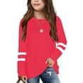 thumbnail image 2 of Girls T Shirts Round Neck Long Sleeve Patchwork Children Tee Spring Fall Casual Loose Shirts Size 8-9Y, 2 of 6
