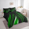 thumbnail image 2 of Manfei Neon Light Stripes Full Size Bedding Sets, Abstract Wavy Line Full Size Bed in a Bag, Green Black, Black Reversible 7 Pieces, 2 of 6
