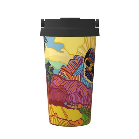 

Susaid Beautiful African Woman Print Coffee Travel Mug Insulated Coffee Mug with Lid Leakproof Coffee Thermos Coffee Tumbler for Hot&Cold Drinks