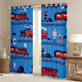thumbnail image 2 of Train Curtains & Drapes Cartoon Car 30%-50% Blackout Curtains,Traffic Transportation Track Curtains Red Blue Steam Engine Railway Decor Window Curtains 42"Wx90"L, 2 of 6