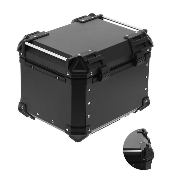 Qiilu Trunk Luggage Box Universal Black 45L Motorcycle Adventure Aluminum Alloy Case Tail Box