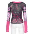 thumbnail image 1 of Blusa de mujer con estampado transparente de malla Camisetas simples de verano Moda para festival de playa FLhrweasw Para estrenar, 1 of 8