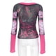 thumbnail image 4 of Camiseta De Mujer Camisetas casuales con estampado transparente de malla Jerseys de manga larga con cuello redondo (Rose Red S) Ygjytge para Mujer Rosa roja T XL, 4 of 8