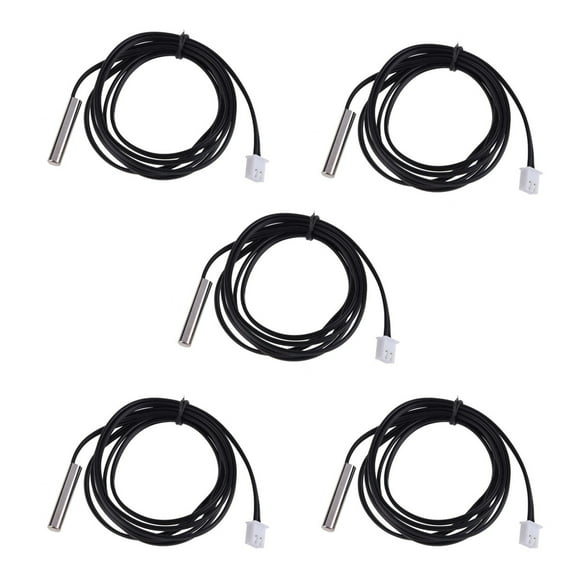 Hemobllo 5PCS Waterproof Temperature Transmitter Probe Black NTC Thermistor for Indoor and Outdoor Use