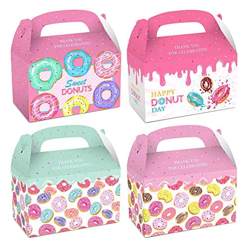 12 Pack Donut Party Candy Favor Bags with Stickers, Donut Goodie Gift