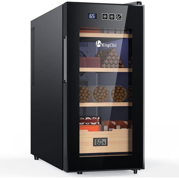 26L Electric Cigar Humidors with Temperature Control System, Cigar Cabinet with Spanish Cedar Wood Shelves & Hygrometer, Gifts for Men (4 Layers 200 Capacity)