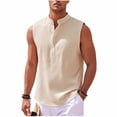 thumbnail image 2 of VgaVtl Tank Tops for Men Summer Big and Tall Turtleneck Shirts for Men Sleeveless Workout Button Solid Color Yellow Tops, 2 of 6