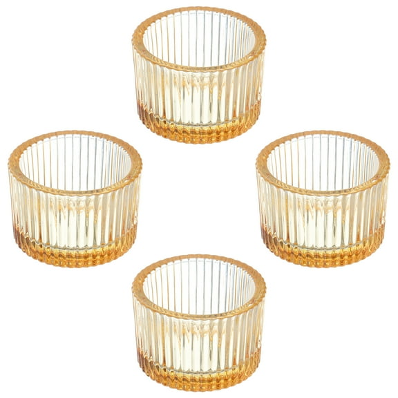 4 Pcs Tea Light Candle Holder, Tea Lights Candle Holder Glass Candle Holders for Table Centerpiece Decor, Gold Tone