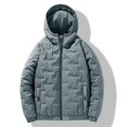 thumbnail image 4 of Wutalume Men's Casual Solid Color Embossed Textured Thick Cotton Jacket, Men's Cotton-Padded Warm Hooded Long-Sleeved Coat, Durable and Fashionable for Cold Weather Wear,Cyan 4XL, 4 of 4