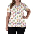 thumbnail image 3 of Dweltoz Print Scrub Top for Women Short Sleeve Soft Stretch Shirts Classic Fit V Neck Tops Wrinkle-Resist Breathable Scrubs With Pockets,Complexion 3XL, 3 of 5