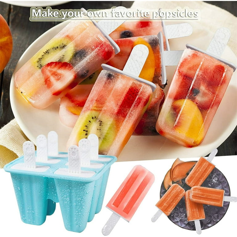 Popsicle Molds 6 Pieces Silicone Ice Pop Molds BPA Free Popsicle Mold  Reusable Easy Release Ice Pop Maker with Silicone Funnel and Cleaning  Brush, Green 