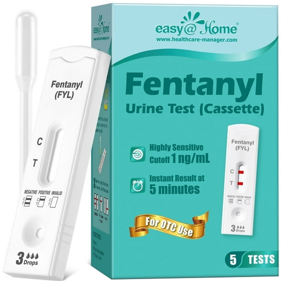 Easy@Home Fentanyl Urine Test: Single Panel Drug Test with Urine Collection Dropper, 5 Pack