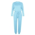 thumbnail image 4 of Lovskoo 2024 Long Sleeve Track Suits for Women Set Spring Fall Two-Piece Sets Solid Tops Casual Pants Sweatsuit Jogger Lounge Sets Sky Blue 4XL, 4 of 5