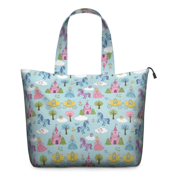 Fairy Tale Princess Castle Pattern Travel Tote Bags for Women Carry On,Large Weekender Bags for Women Travel,Multi Functional Duffle Bag for Work,Shopping,Sports