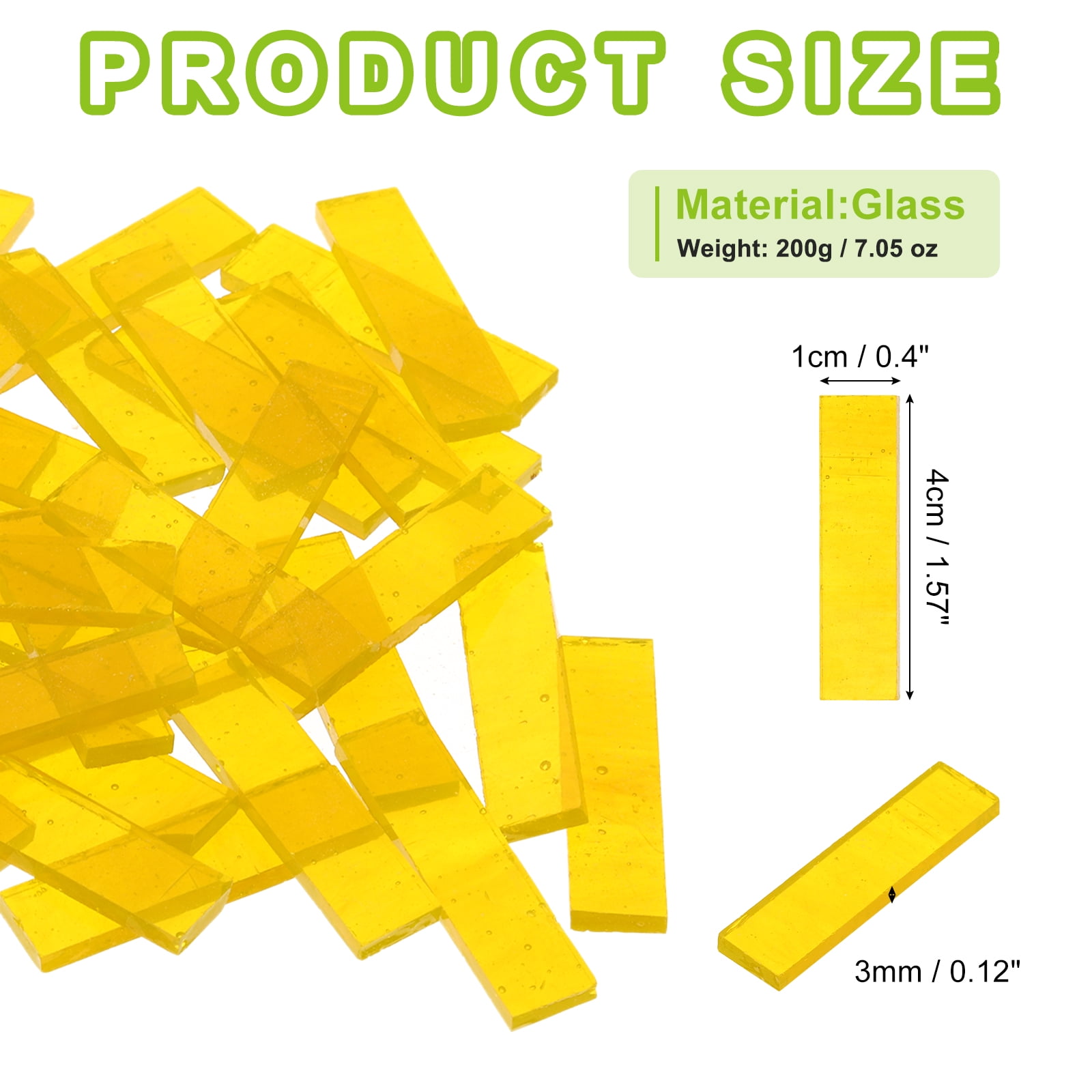 Stained Glass Strip, Transparent Yellow Mosaic Tiles 200g/7.05 oz