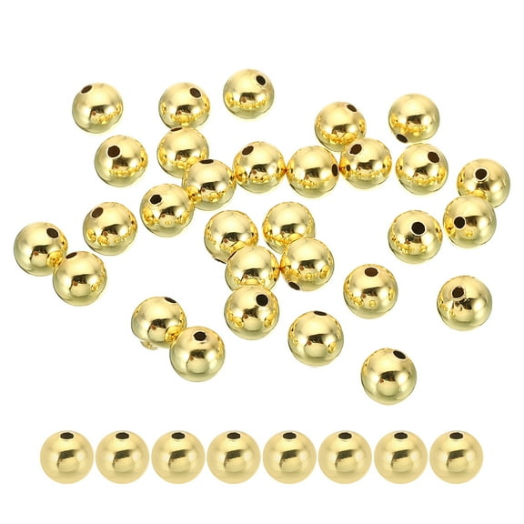 Uxcell 8mm 18K Gold Filled Spacer Beads for Jewelry Making, 30 Pack Metal Round Beads Brass Beads, Golden