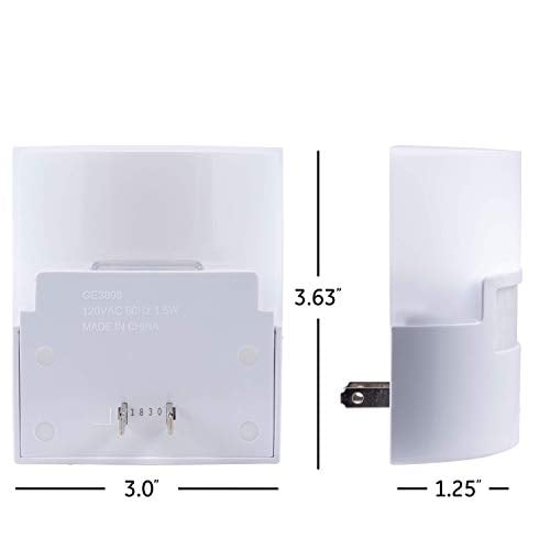 GE Motion Activated Soft White LED Night Lights, 2 Pack, Plug in, 3.63 in, 46632-P1