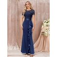 thumbnail image 5 of Blue Sequin Lace Ruffle Mermaid Evening Maxi Dress For Formal Occasions, 5 of 30