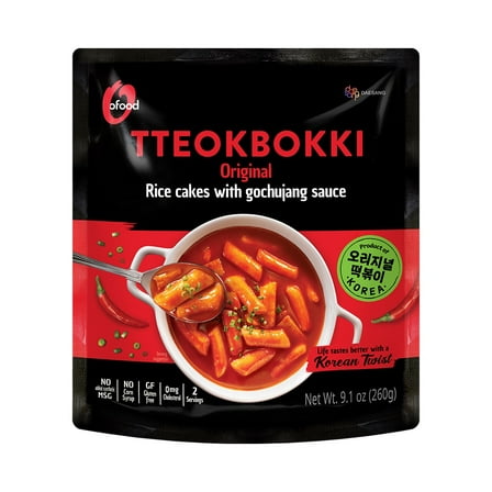 C O'Food BBQ Tteokbokki, Authentic Korean Rice Cakes, Korean Street Food Snack, Perfect with Cheese and Ramen Noodles, Ready to Eat, No MSG, No Corn Syrup, Pack of 2
