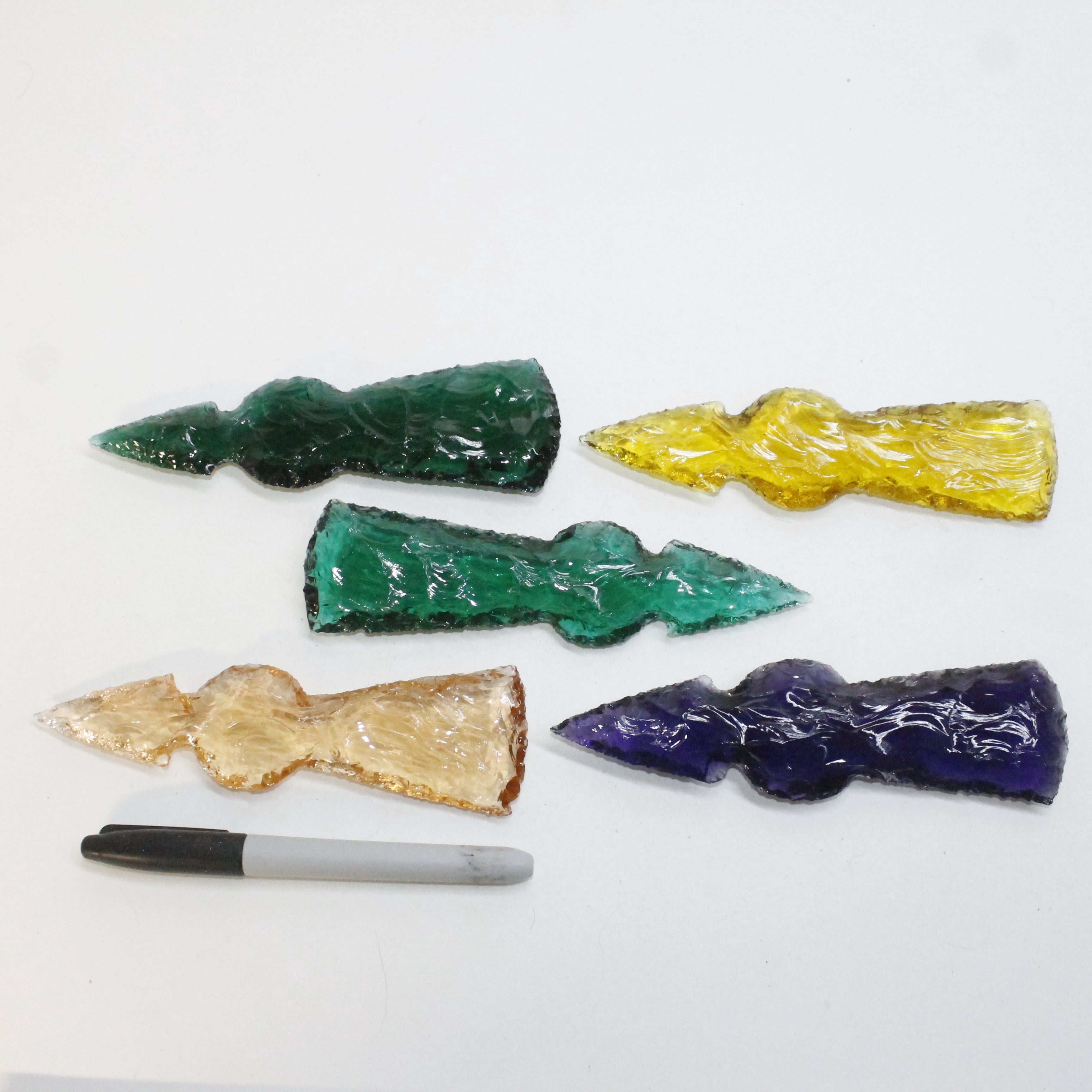 5 Glass Ornamental Tomahawk Heads #7118  Ax Axe Hatchet