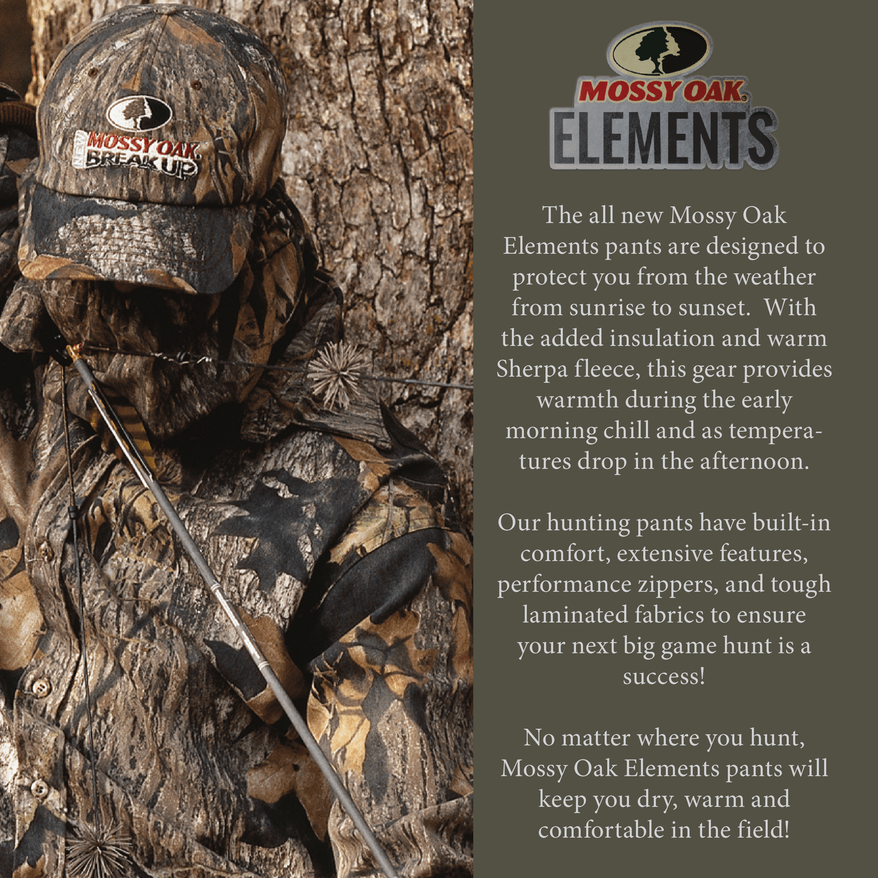 Mossy Oak Elements Men's Sherpa Lined Waterproof Hunting Bib, Mossy Oak New Breakup, Size 3X-Large